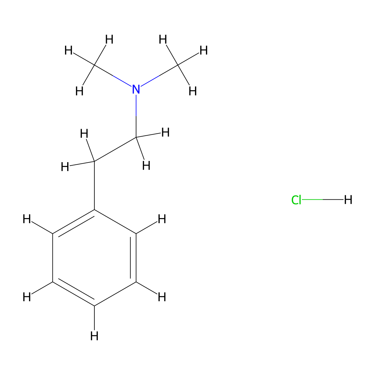 Benzeneethanamine, N,N-dimethyl-, hydrochloride (1:1) molecular structure, CAS 10275-21-5