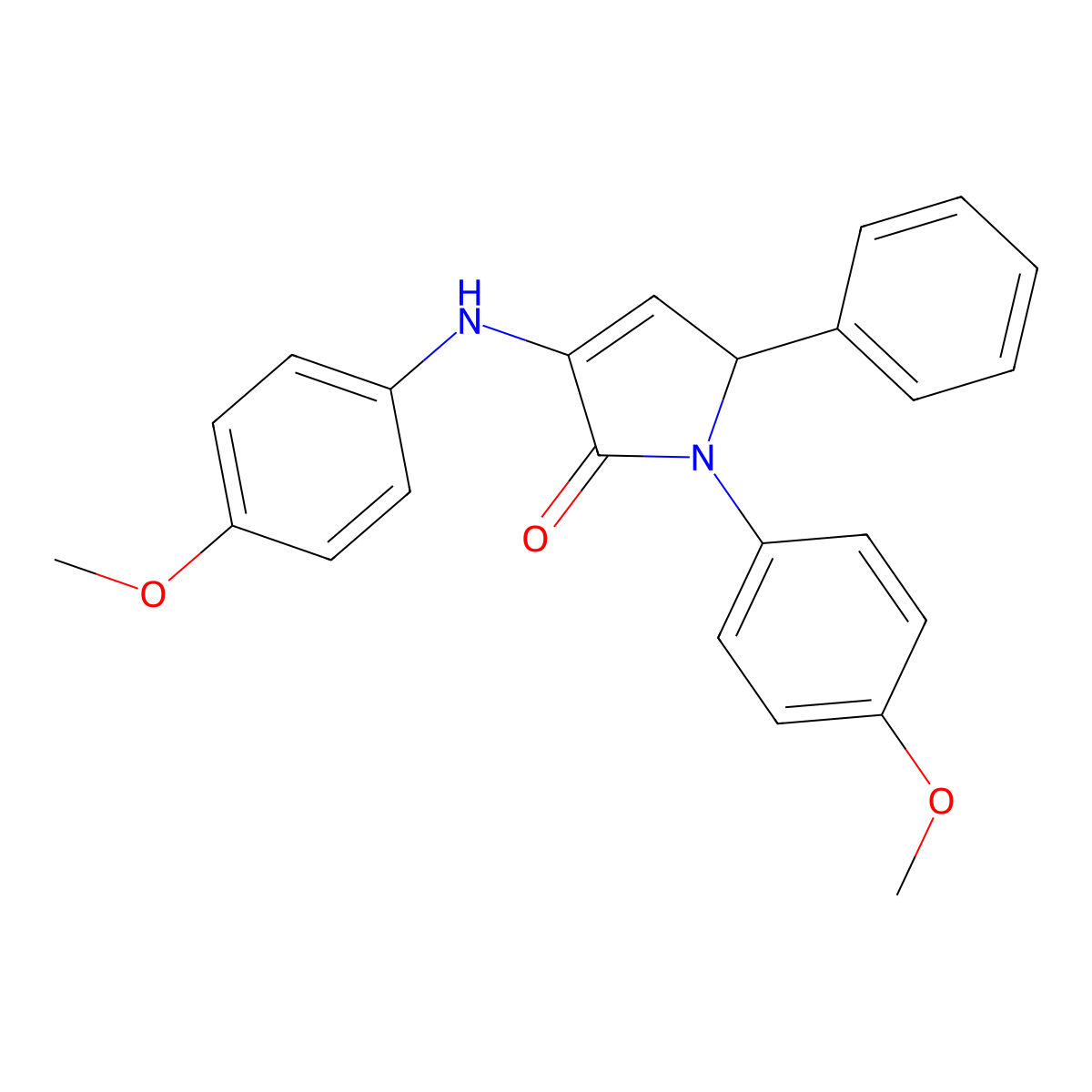 1-(4-methoxyphenyl)-3-[(4-methoxyphenyl)amino]-5-phenyl-2,5-dihydro-1H-pyrrol-2-one molecular structure, CAS 102750-04-9