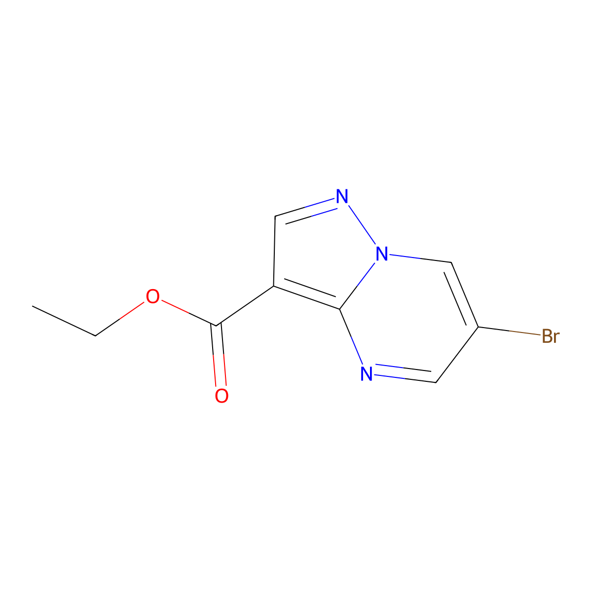 Ethyl 6-bromopyrazolo[1,5-a]pyrimidine-3-carboxylate molecular structure, CAS 1027511-41-6