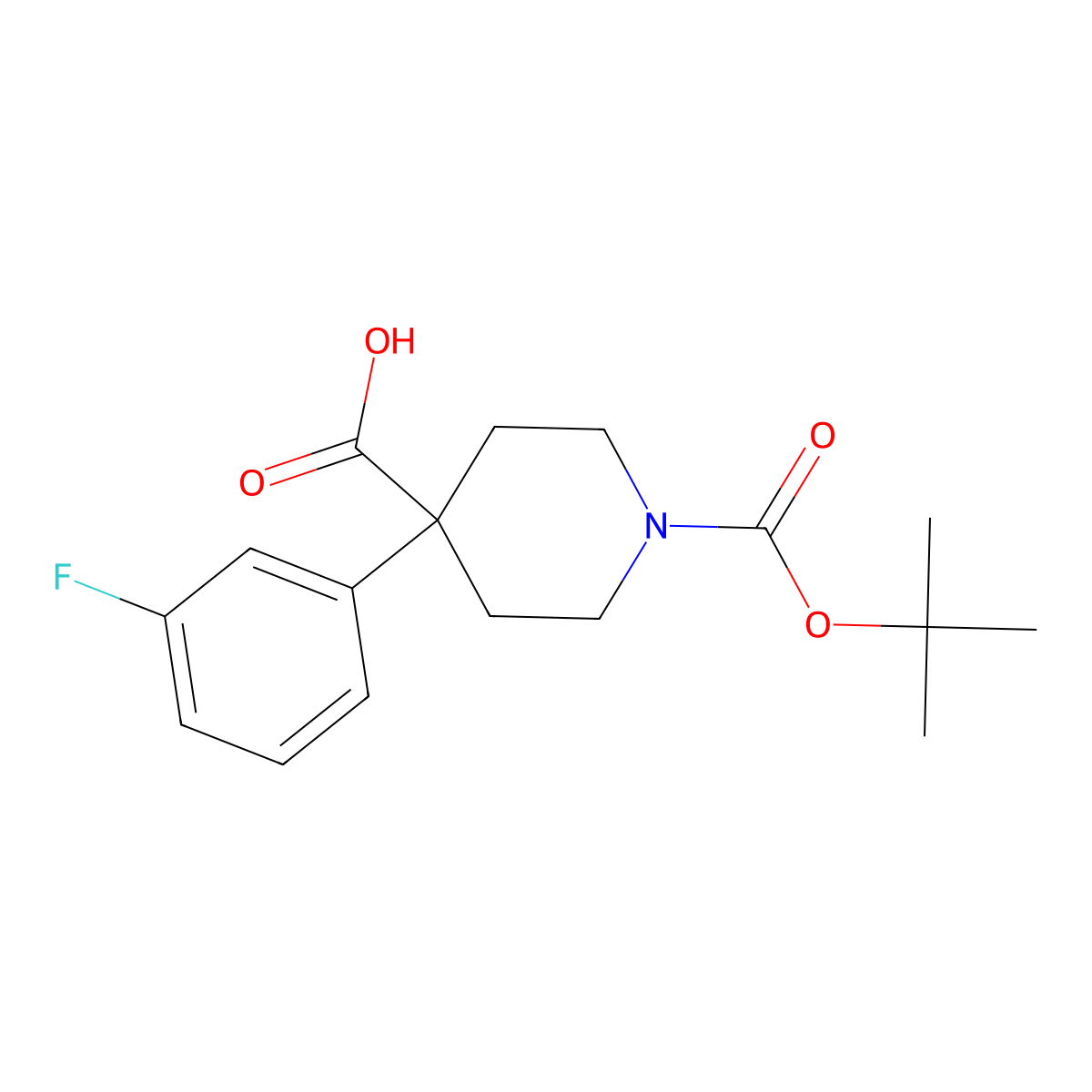 1-(Tert-butoxycarbonyl)-4-(3-fluorophenyl)piperidine-4-carboxylic acid molecular structure, CAS 1027511-65-4