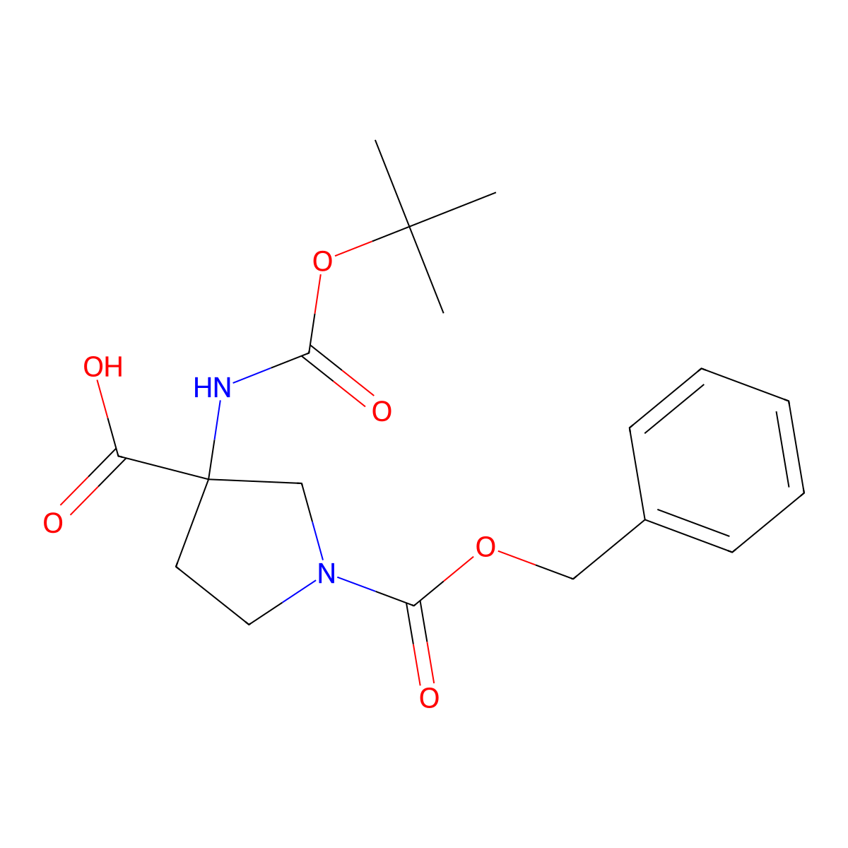 1-((Benzyloxy)carbonyl)-3-((tert-butoxycarbonyl)amino)pyrrolidine-3-carboxylic acid molecular structure, CAS 1027511-76-7