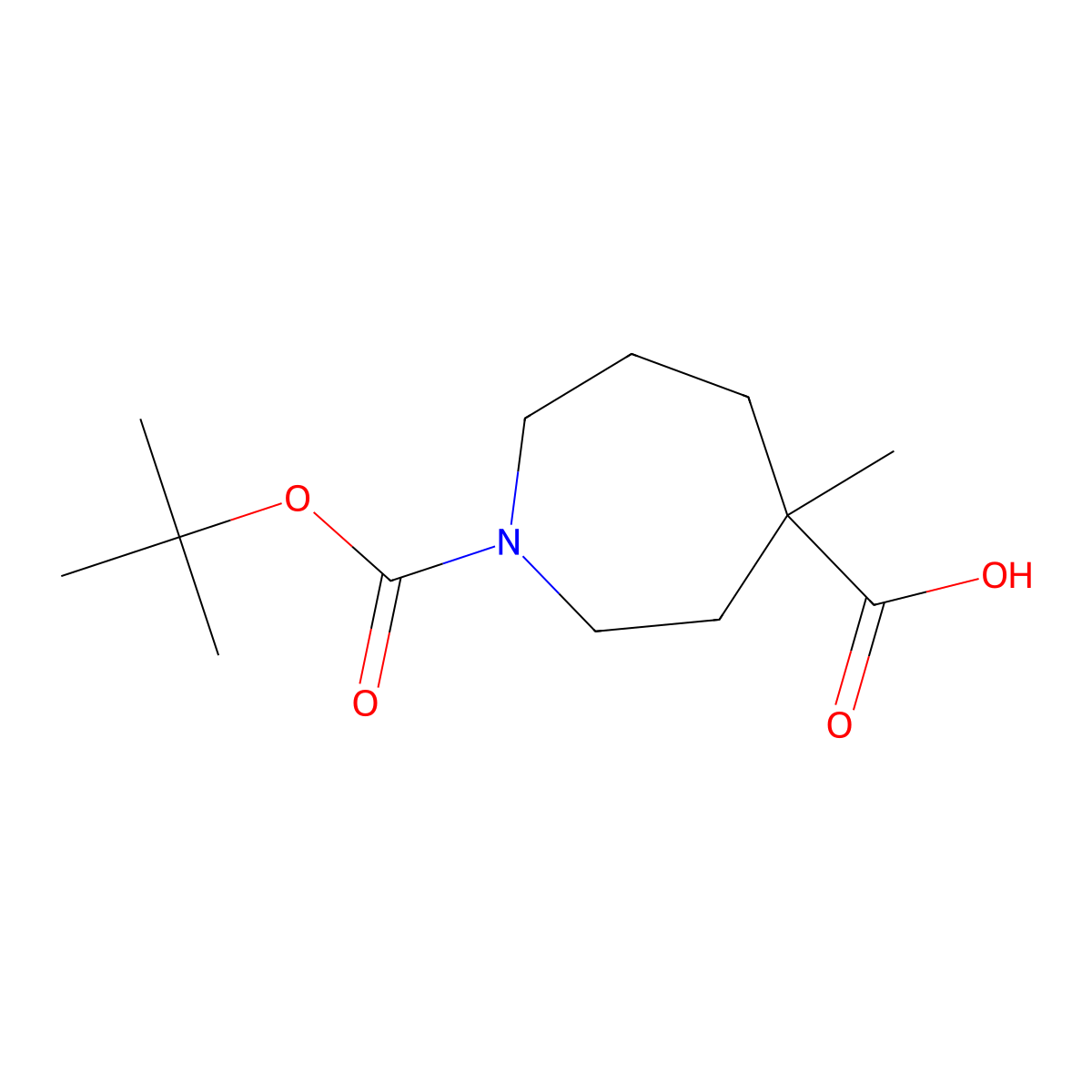 1-(tert-Butoxycarbonyl)-4-methylazepane-4-carboxylic acid molecular structure, CAS 1027512-23-7