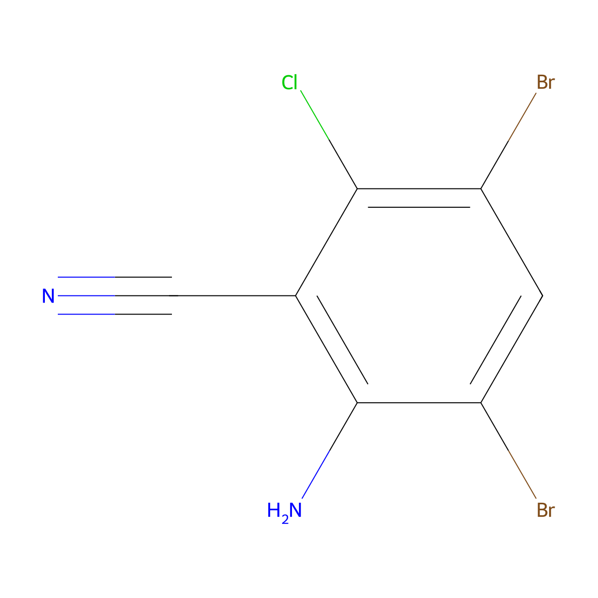 2-Amino-3,5-dibromo-6-chlorobenzonitrile molecular structure, CAS 1027512-55-5