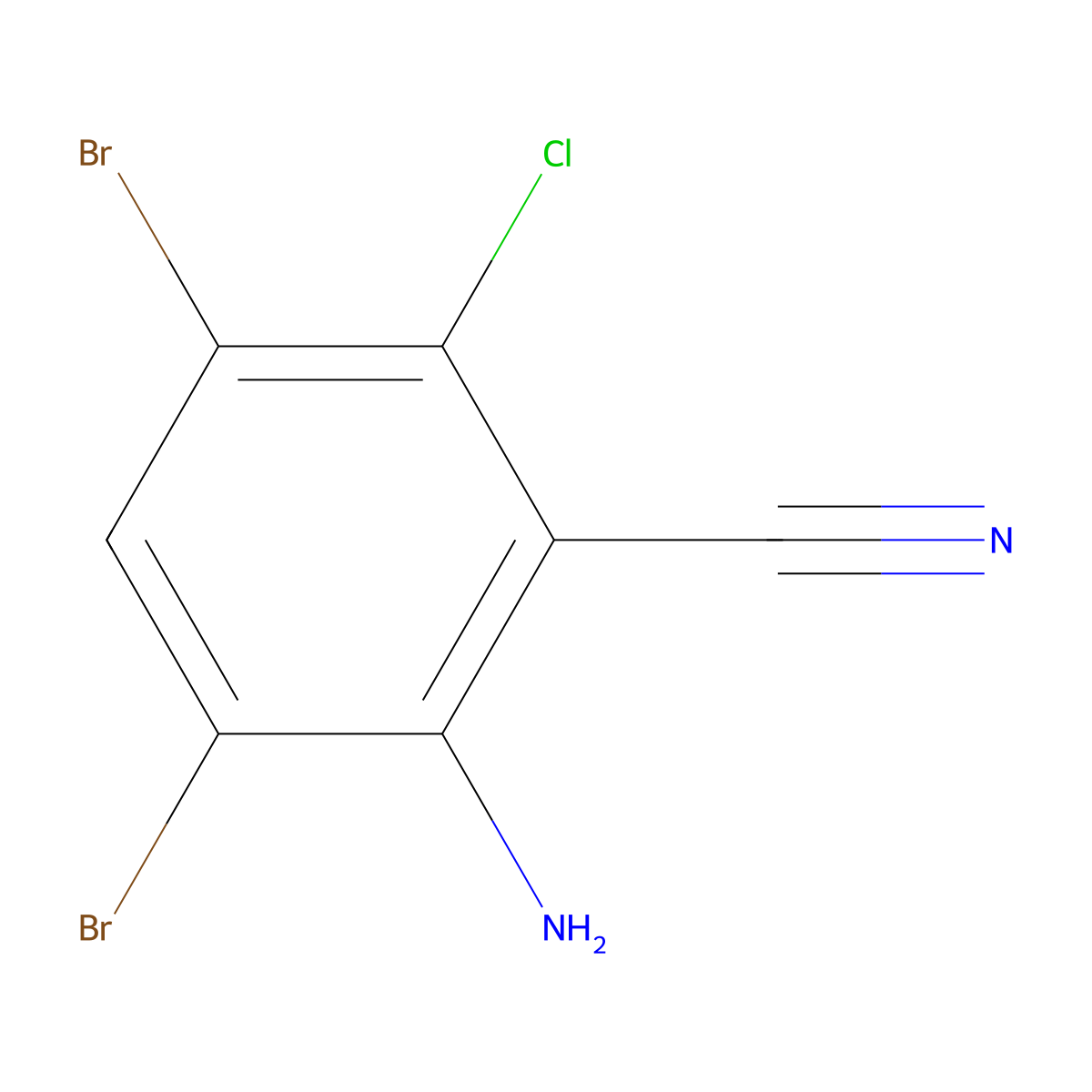 2-Amino-3,5-dibromo-6-chlorobenzonitrile molecular structure, CAS 1027512-55-5