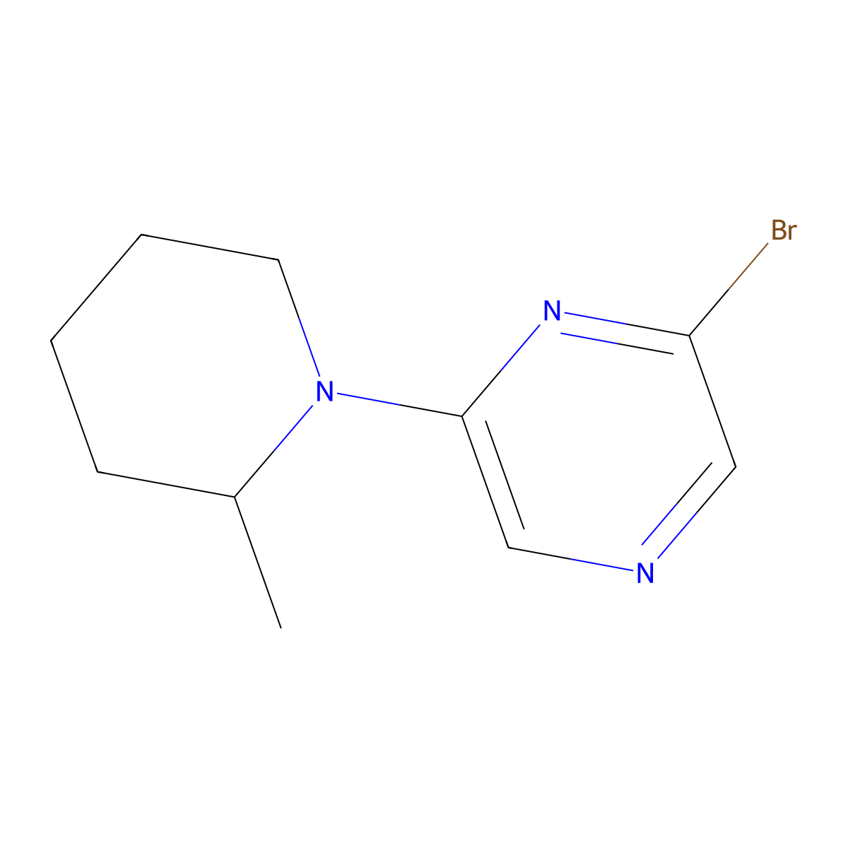 2-Bromo-6-(2-methylpiperidino)pyrazine molecular structure, CAS 1027512-63-5