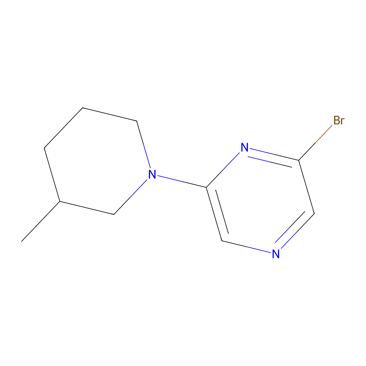2-Bromo-6-(3-methylpiperidin-1-yl)pyrazine molecular structure, CAS 1027512-68-0