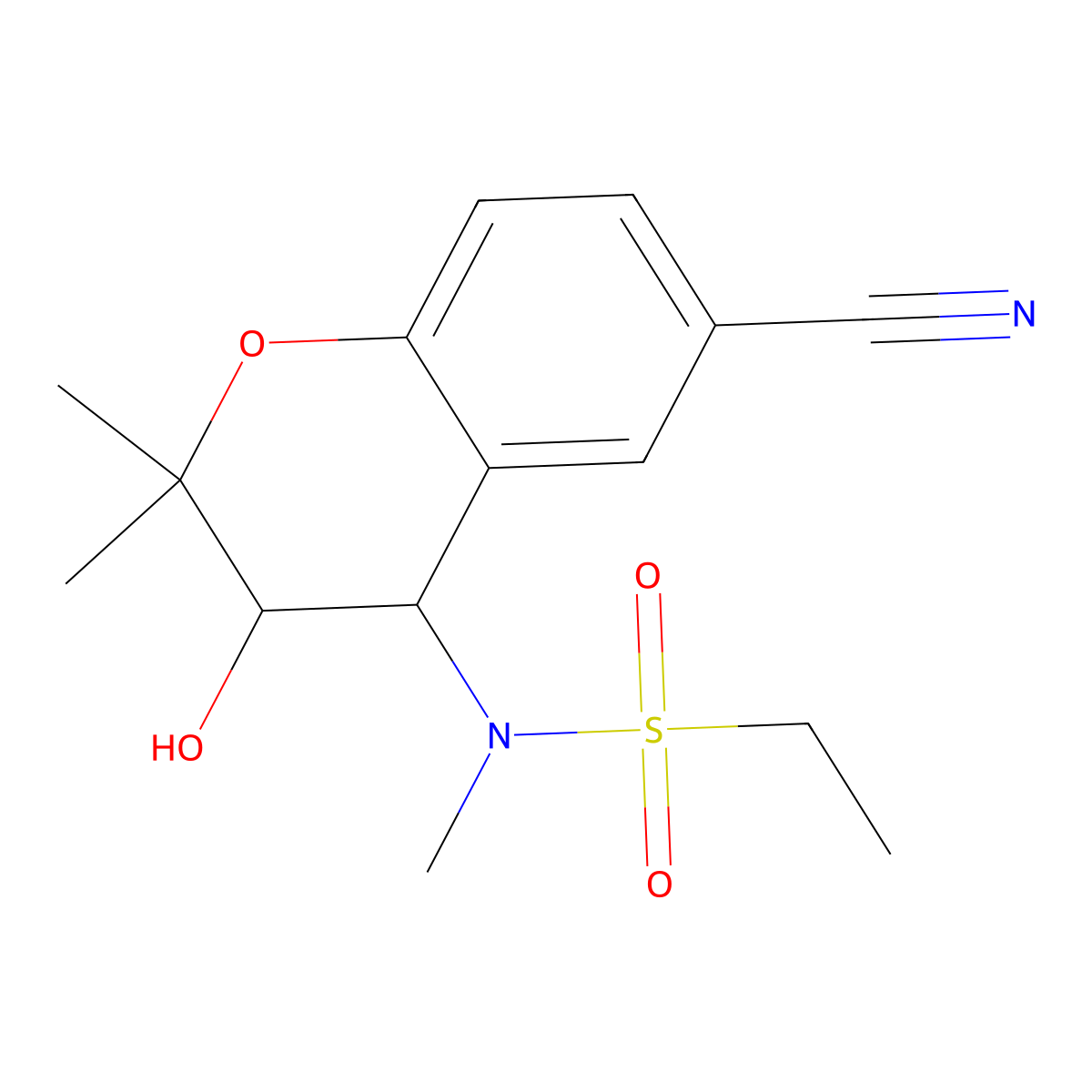 N-(6-cyano-3-hydroxy-2,2-dimethyl-3,4-dihydrochromen-4-yl)-N-methylethanesulfonamide molecular structure, CAS 1027512-71-5