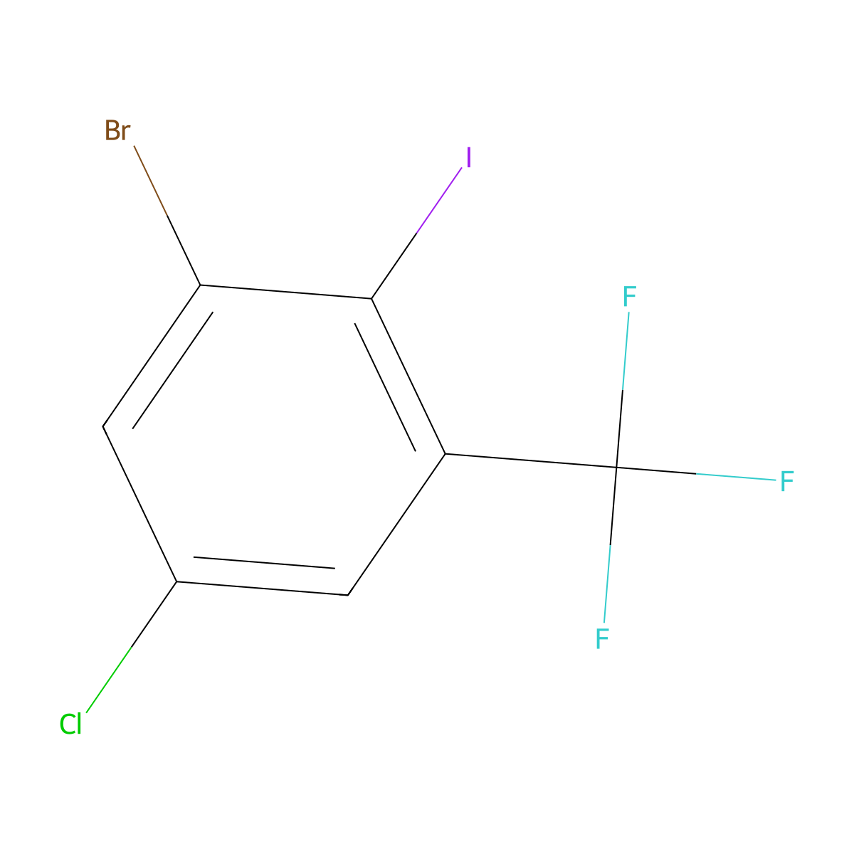3-Bromo-5-chloro-2-iodobenzotrifluoride molecular structure, CAS 1027512-75-9