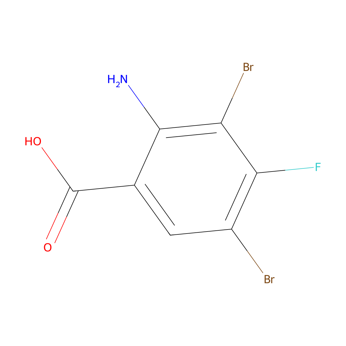 2-Amino-3,5-dibromo-4-fluorobenzoic acid molecular structure, CAS 1027512-91-9