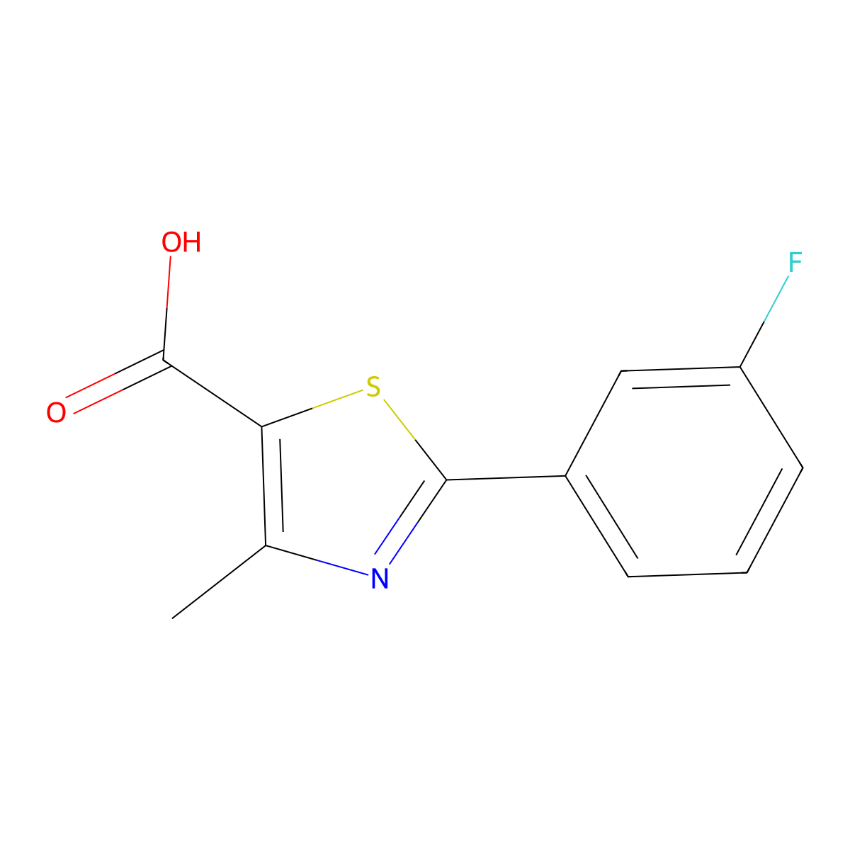 2-(3-Fluorophenyl)-4-methyl-1,3-thiazole-5-carboxylic acid molecular structure, CAS 1027513-59-2