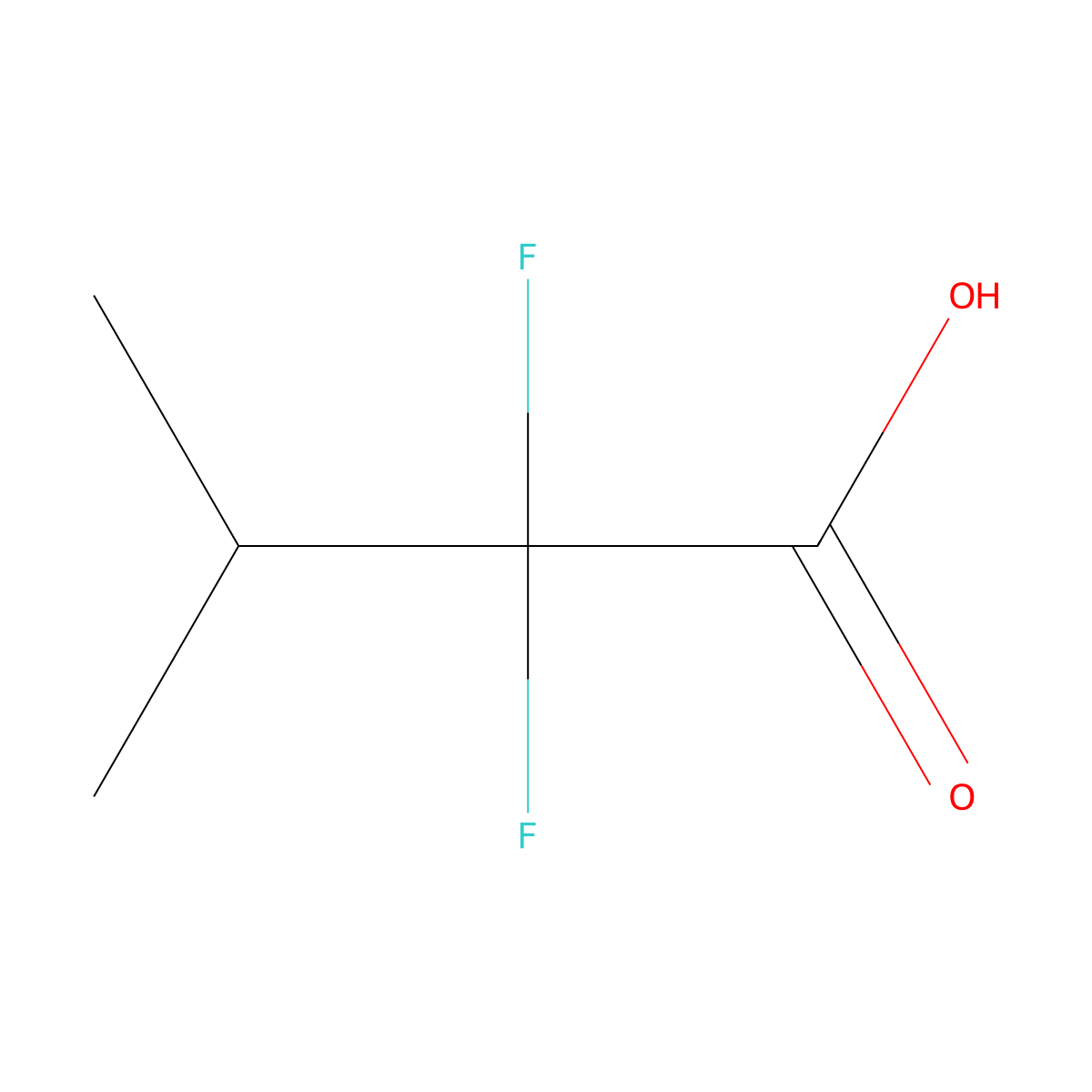 2,2-Difluoro-3-methylbutanoic acid molecular structure, CAS 1027513-87-6