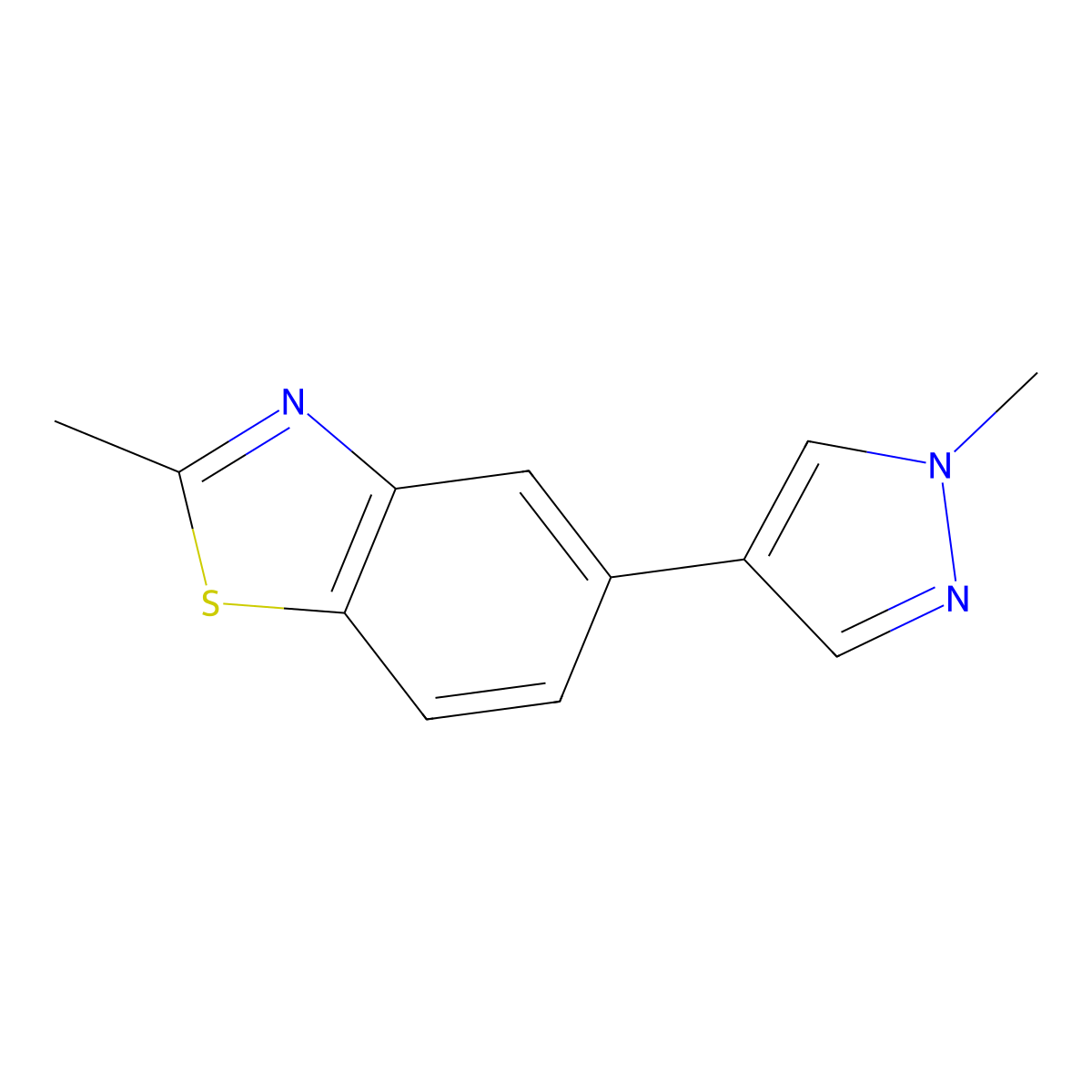 2-Methyl-5-(1-methyl-1H-pyrazol-4-yl)benzothiazole molecular structure, CAS 1027513-92-3
