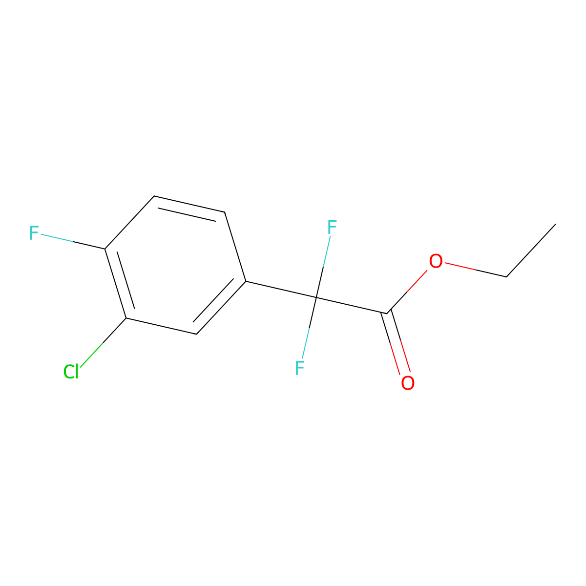 Ethyl 2-(3-chloro-4-fluorophenyl)-2,2-difluoroacetate molecular structure, CAS 1027514-18-6