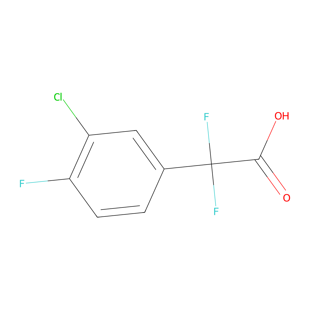 2-(3-Chloro-4-fluorophenyl)-2,2-difluoroacetic acid molecular structure, CAS 1027514-19-7