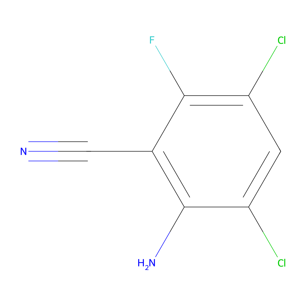 2-Amino-3,5-dichloro-6-fluorobenzonitrile molecular structure, CAS 1027514-29-9