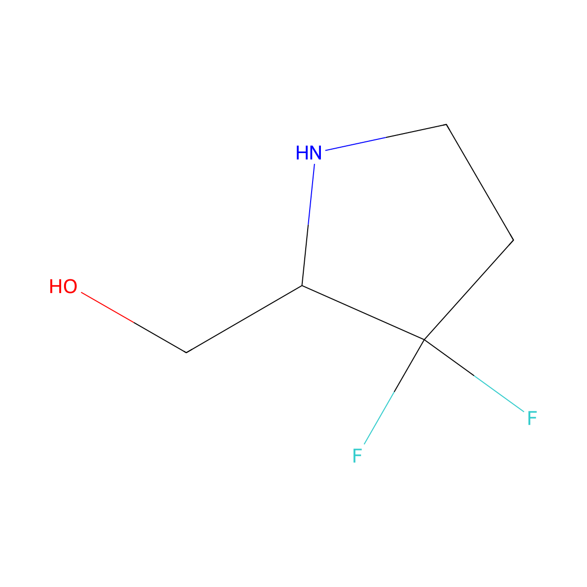 (3,3-Difluoropyrrolidin-2-yl)methanol molecular structure, CAS 1027519-80-7