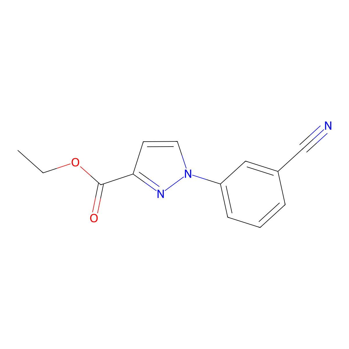 ethyl 1-(3-cyanophenyl)-1H-pyrazole-3-carboxylate molecular structure, CAS 1027551-30-9