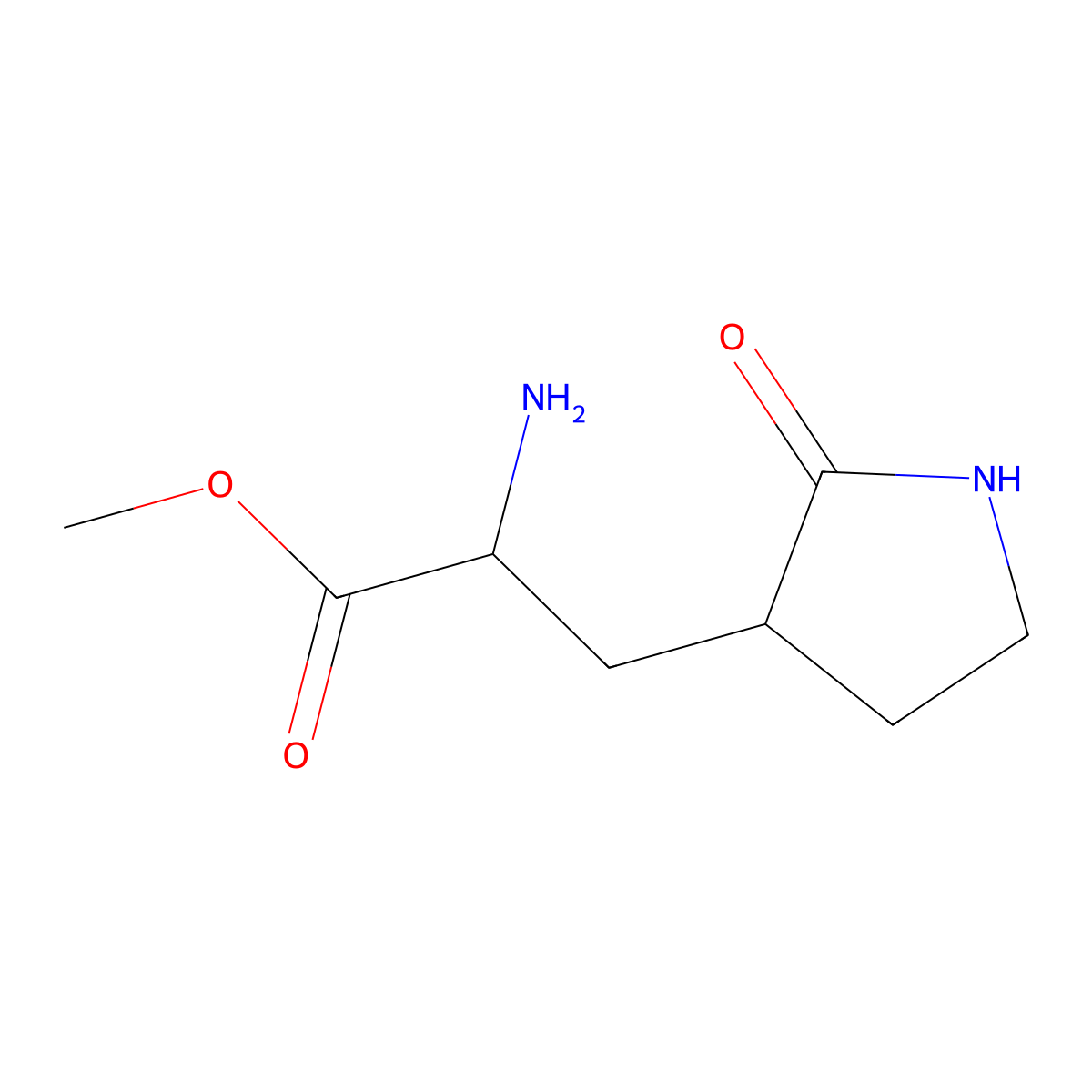 Methyl (S)-2-amino-3-((S)-2-oxopyrrolidin-3-yl)propanoate molecular structure, CAS 1027601-37-1