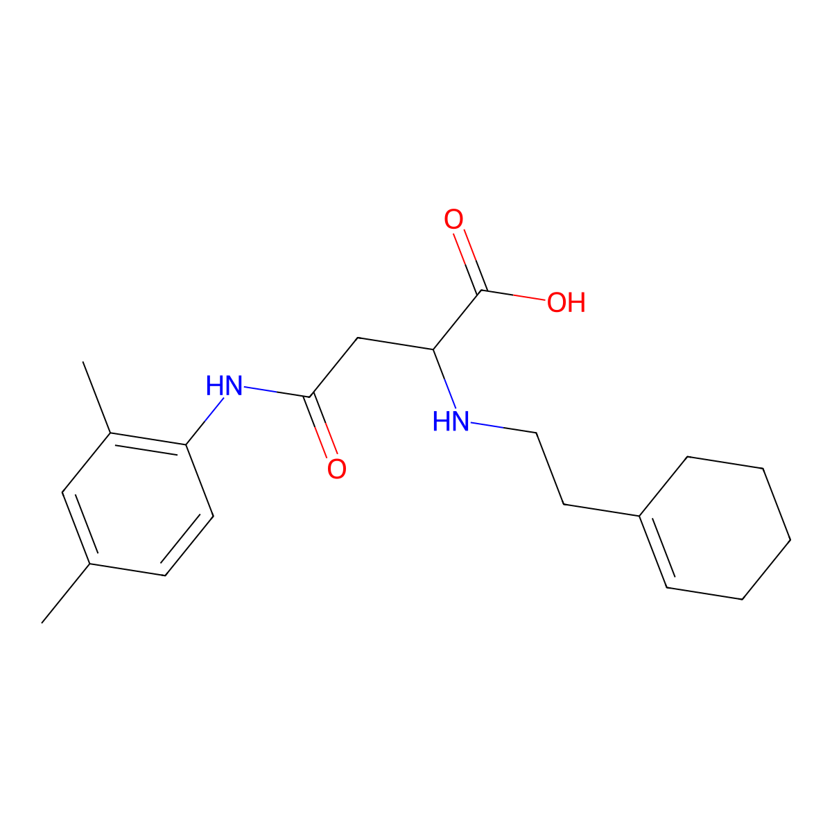 2-[2-(Cyclohexen-1-yl)ethylamino]-4-(2,4-dimethylanilino)-4-oxobutanoic acid molecular structure, CAS 1027608-58-7