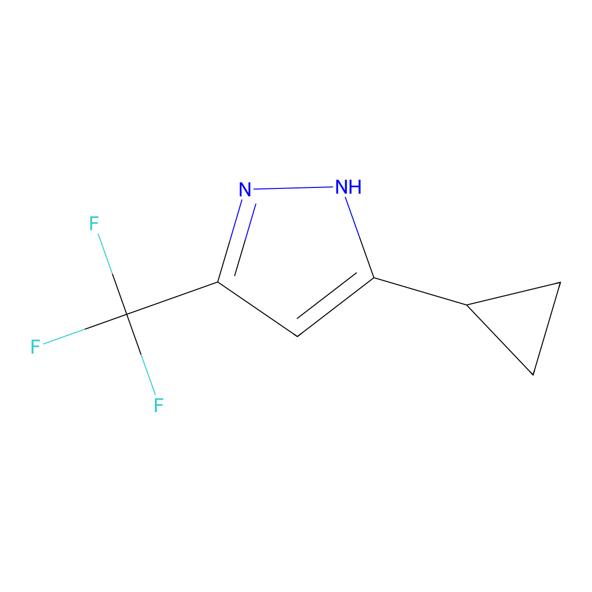 5-cyclopropyl-3-(trifluoromethyl)-1H-pyrazole molecular structure, CAS 1027617-86-2