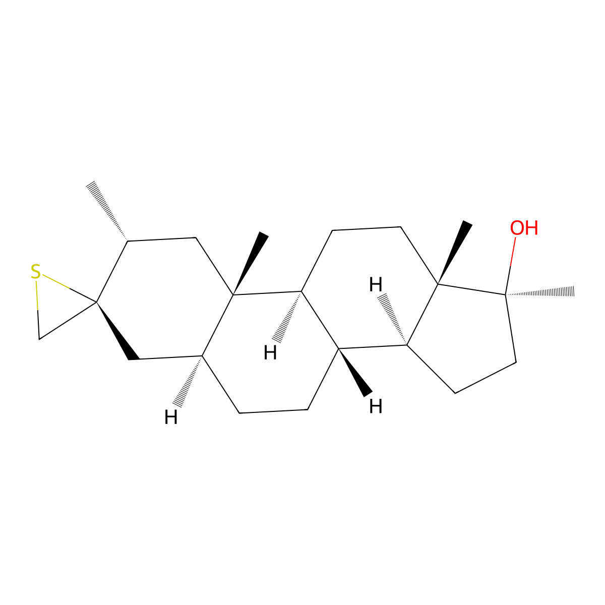(2R,3R,5S,8R,9S,10S,13S,14S,17S)-2,10,13,17-tetramethylspiro[2,4,5,6,7,8,9,11,12,14,15,16-dodecahydro-1H-cyclopenta[a]phenanthrene-3,2'-thiirane]-17-ol molecular structure, CAS 1027624-43-6