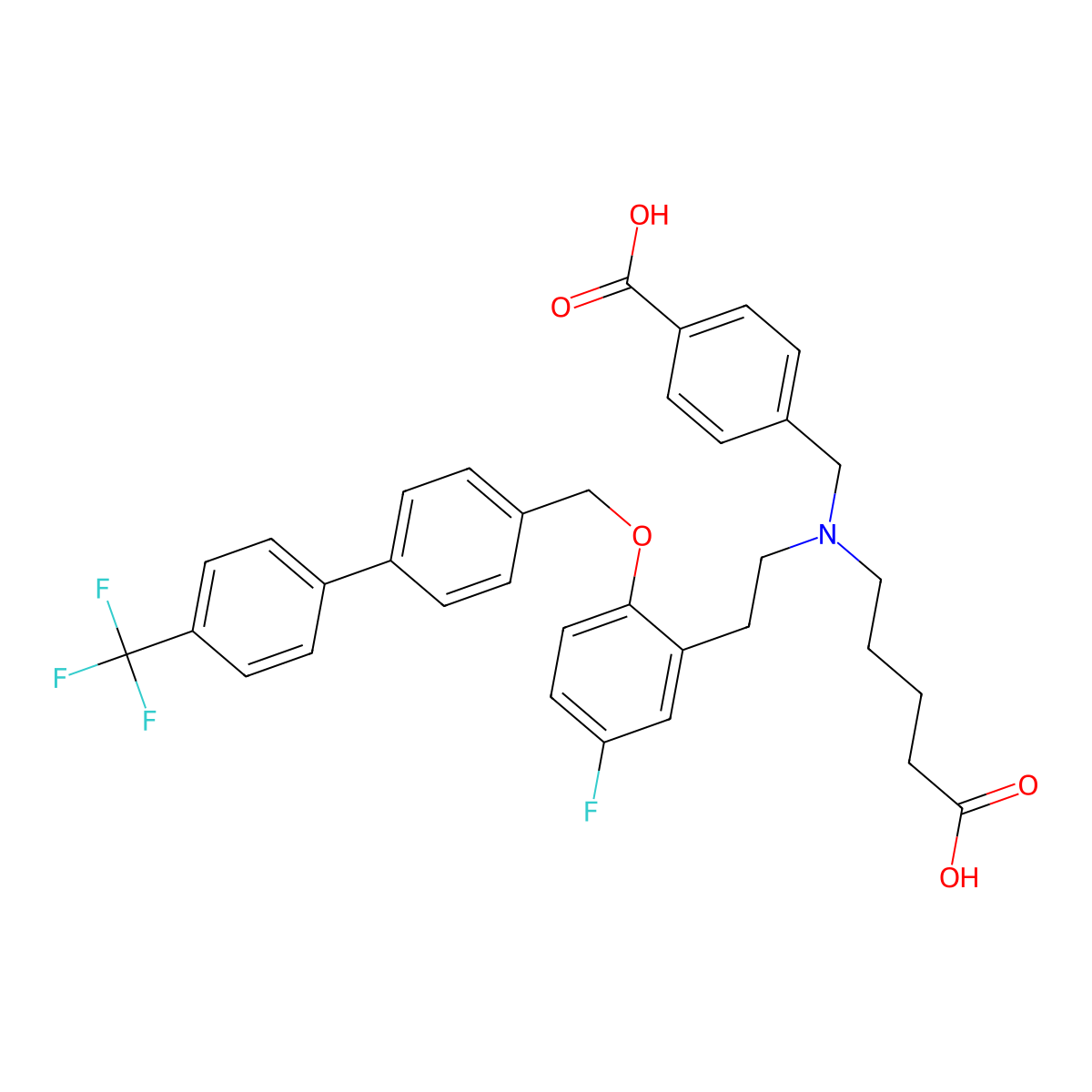 4-({(4-Carboxybutyl)[2-(5-Fluoro-2-{[4'-(Trifluoromethyl)biphenyl-4-Yl]methoxy}phenyl)ethyl]amino}methyl)benzoic Acid molecular structure, CAS 1027642-43-8
