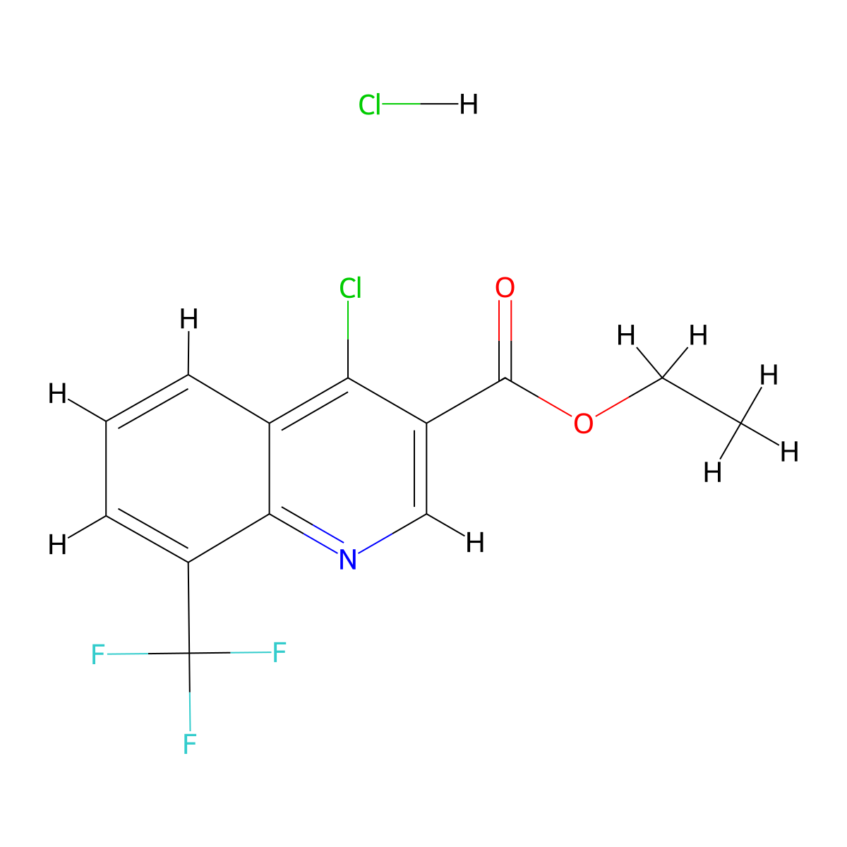 Ethyl 4-chloro-8-(trifluoromethyl)quinoline-3-carboxylate, chloride molecular structure, CAS 1027643-03-3