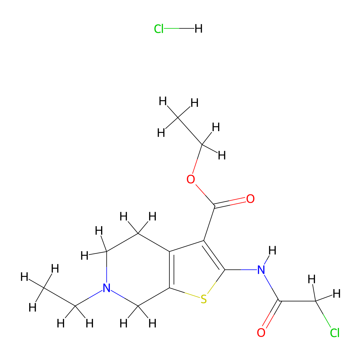 Ethyl 2-(2-chloroacetamido)-6-ethyl-4H,5H,6H,7H-thieno[2,3-c]pyridine-3-carboxylate hydrochloride molecular structure, CAS 1027643-26-0