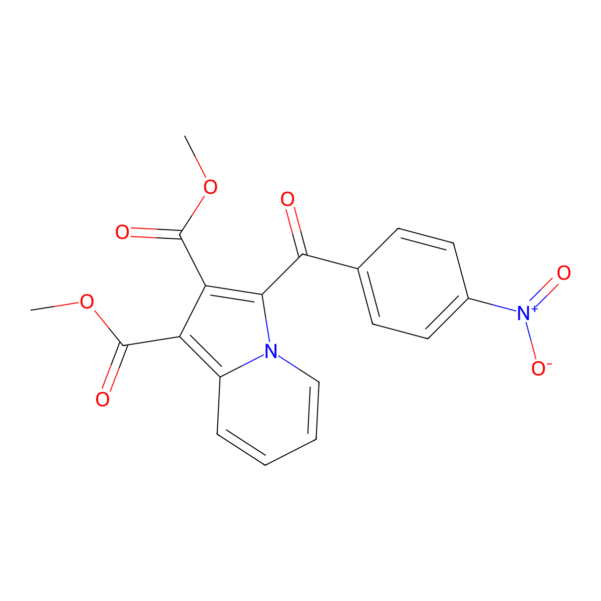 Dimethyl 3-(4-nitrobenzoyl)indolizine-1,2-dicarboxylate molecular structure, CAS 102767-53-3