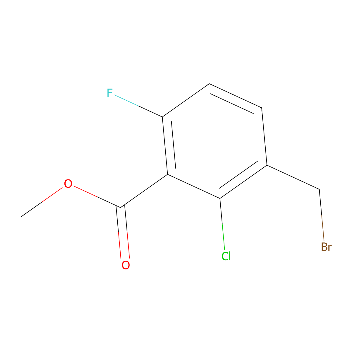 Methyl 3-(bromomethyl)-2-chloro-6-fluorobenzoate molecular structure, CAS 1027709-02-9