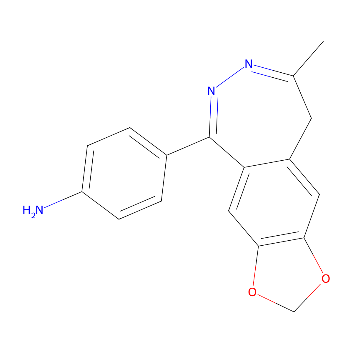 4-(8-Methyl-9H-1,3-dioxolo(4,5-H)(2,3)benzodiazepin-5-yl)benzenamine molecular structure, CAS 102771-26-6