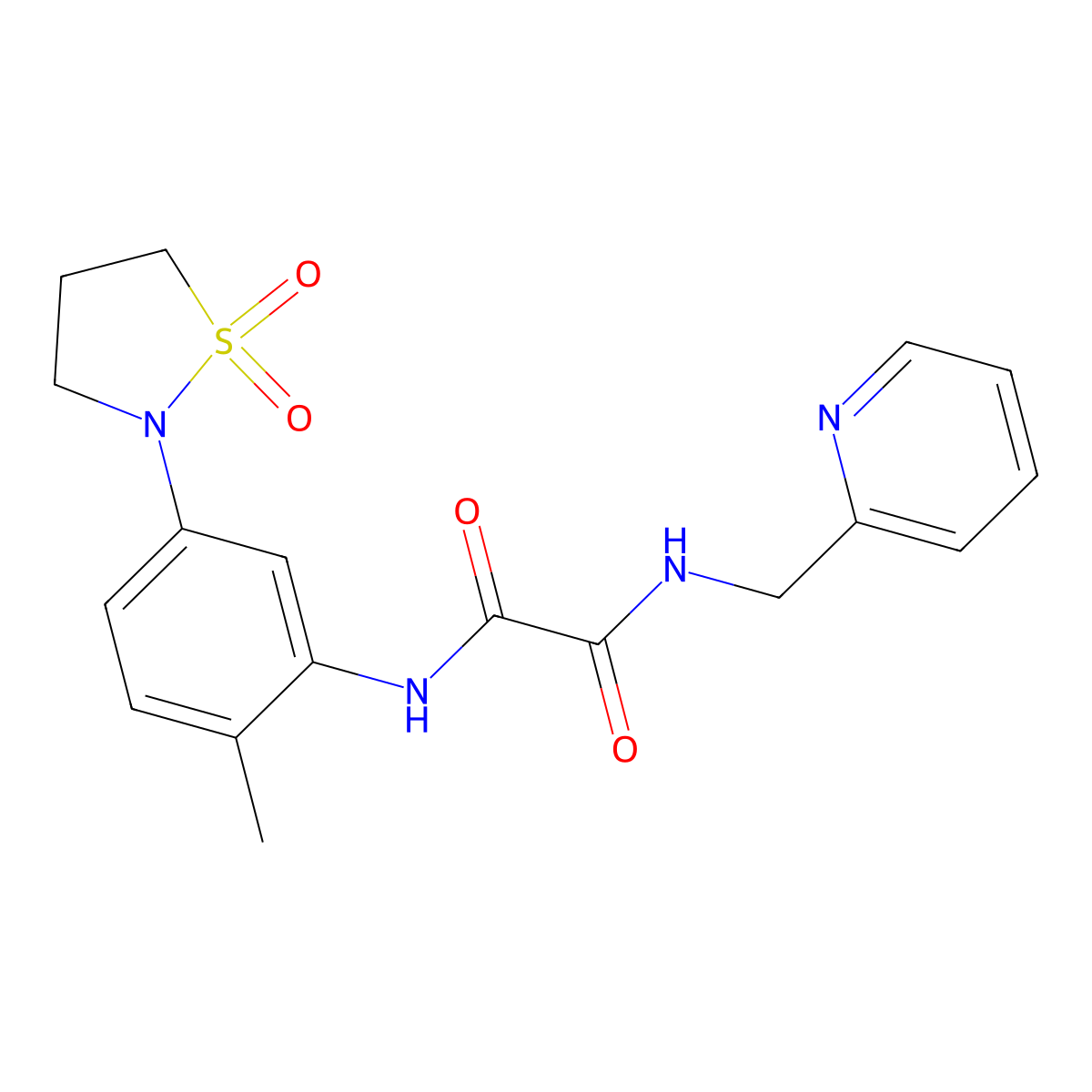 N1-(5-(1,1-dioxidoisothiazolidin-2-yl)-2-methylphenyl)-N2-(pyridin-2-ylmethyl)oxalamide molecular structure, CAS 1027740-35-7