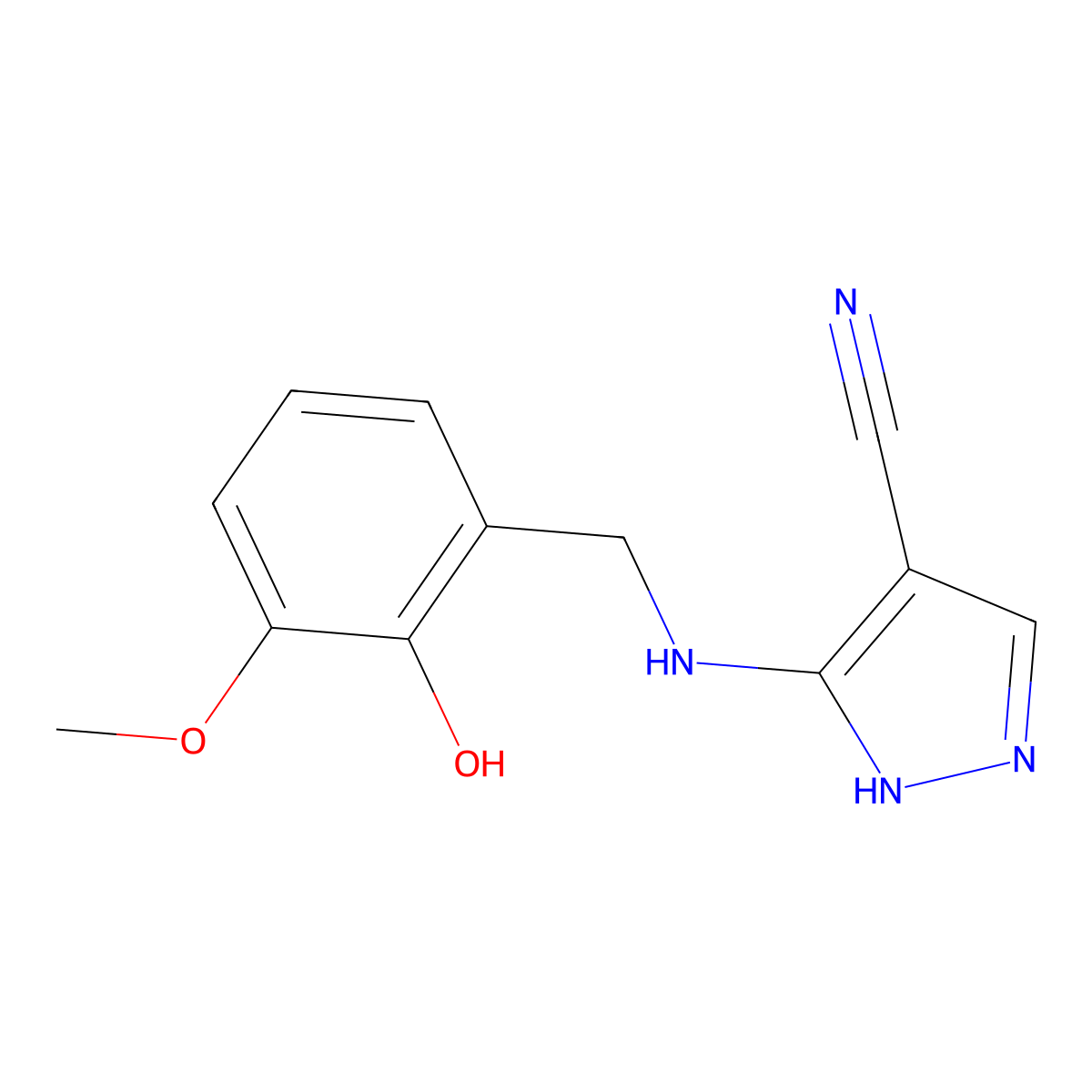 5-[(2-hydroxy-3-methoxybenzyl)amino]-1H-pyrazole-4-carbonitrile molecular structure, CAS 1027754-56-8