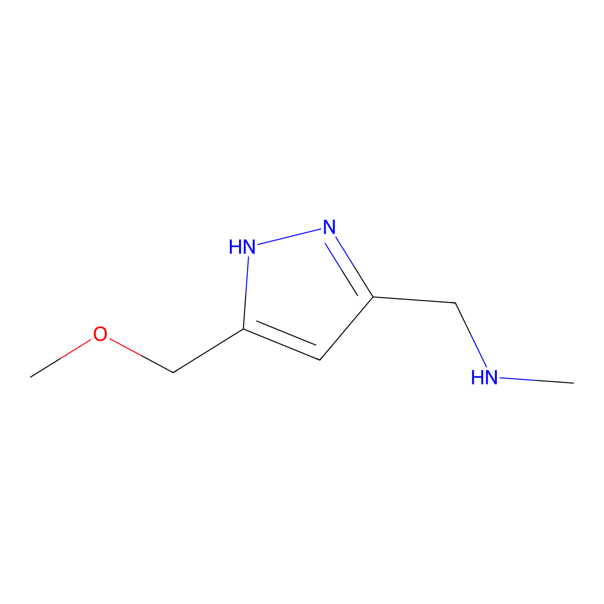 1-[5-(methoxymethyl)-1H-pyrazol-3-yl]-N-methylmethanamine molecular structure, CAS 1027754-60-4