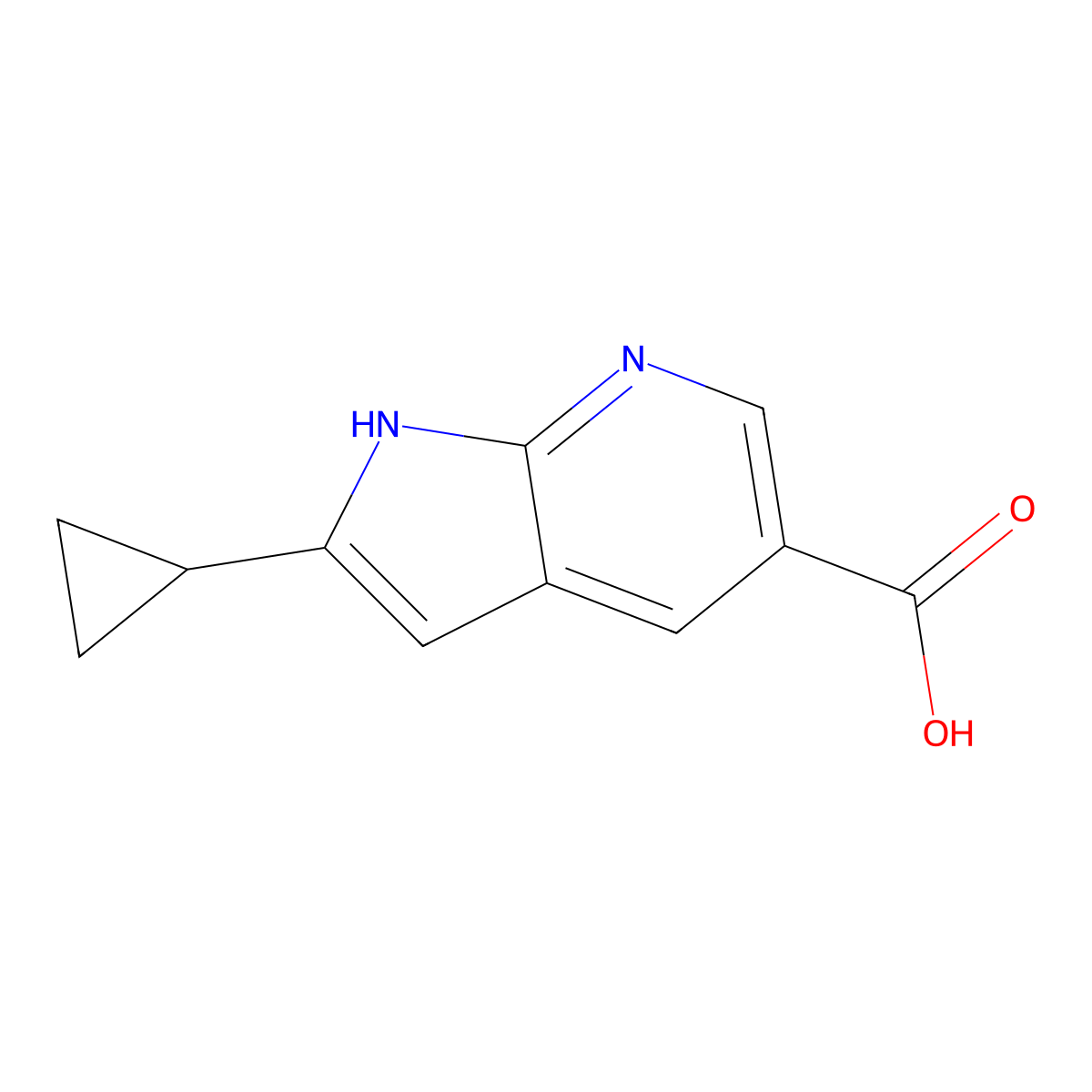 1H-Pyrrolo[2,3-b]pyridine-5-carboxylic acid, 2-cyclopropyl- molecular structure, CAS 1027785-15-4