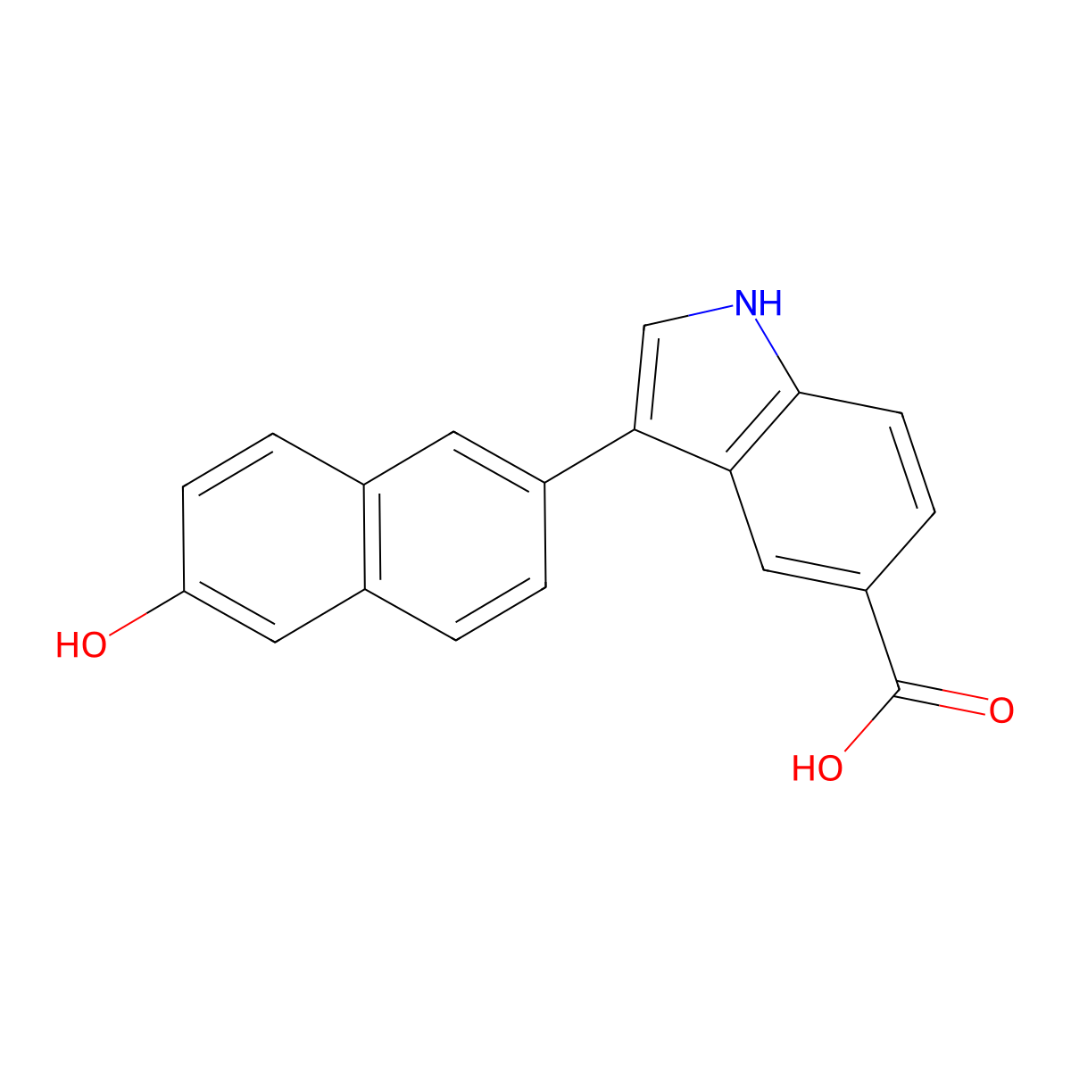 3-(6-hydroxynaphthalen-2-yl)-1H-indole-5-carboxylic acid molecular structure, CAS 1027786-12-4