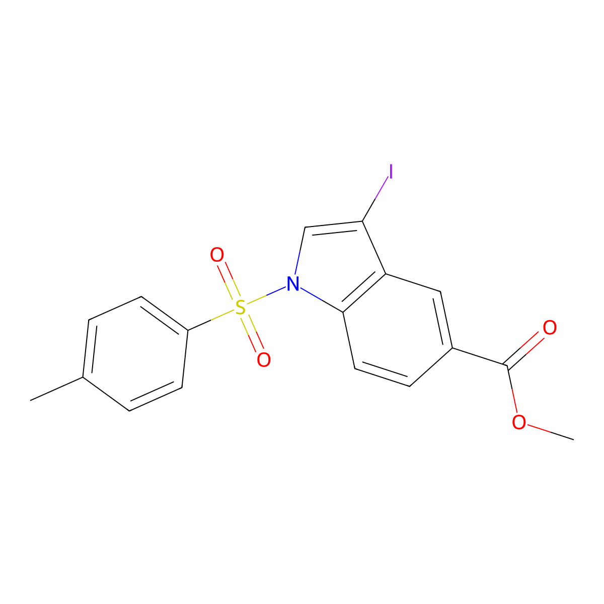 methyl 3-iodo-1-tosyl-1H-indole-5-carboxylate molecular structure, CAS 1027787-65-0