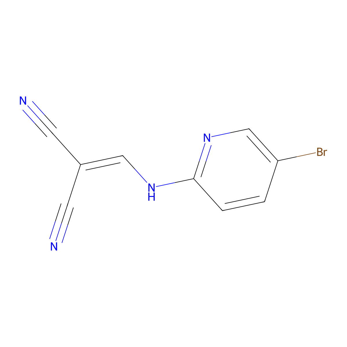 (((5-Bromo-2-pyridyl)amino)methylene)methane-1,1-dicarbonitrile molecular structure, CAS 102781-26-0