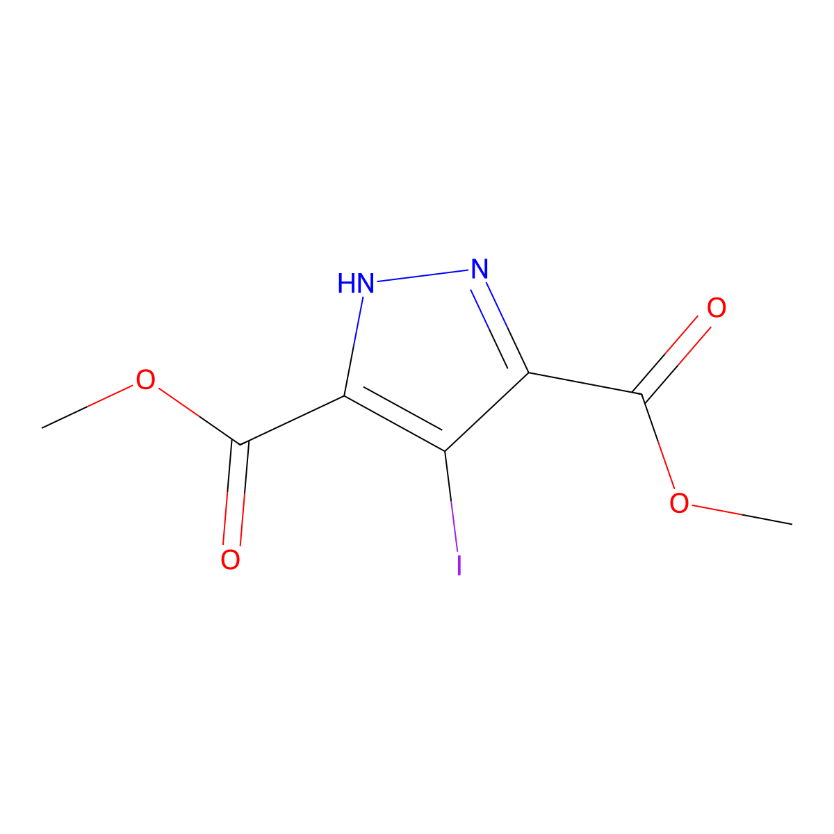 Dimethyl 4-iodo-1H-pyrazole-3,5-dicarboxylate molecular structure, CAS 1027819-68-6