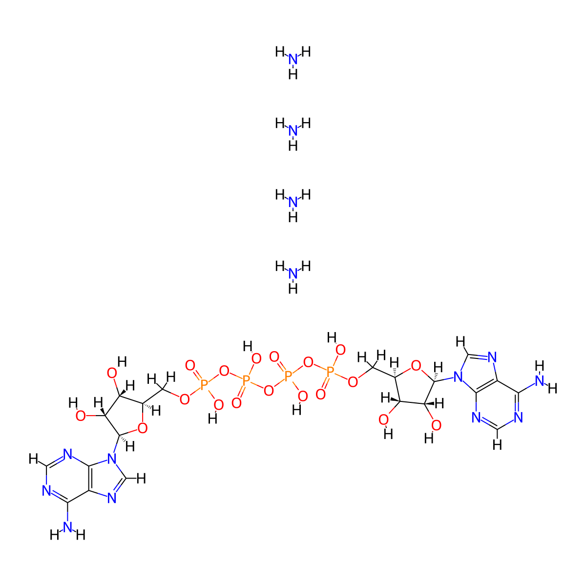 5'-(Pentahydrogen tetraphosphate)adenosine 5'-5'-ester with adenosine tetraammonium salt molecular structure, CAS 102783-36-8