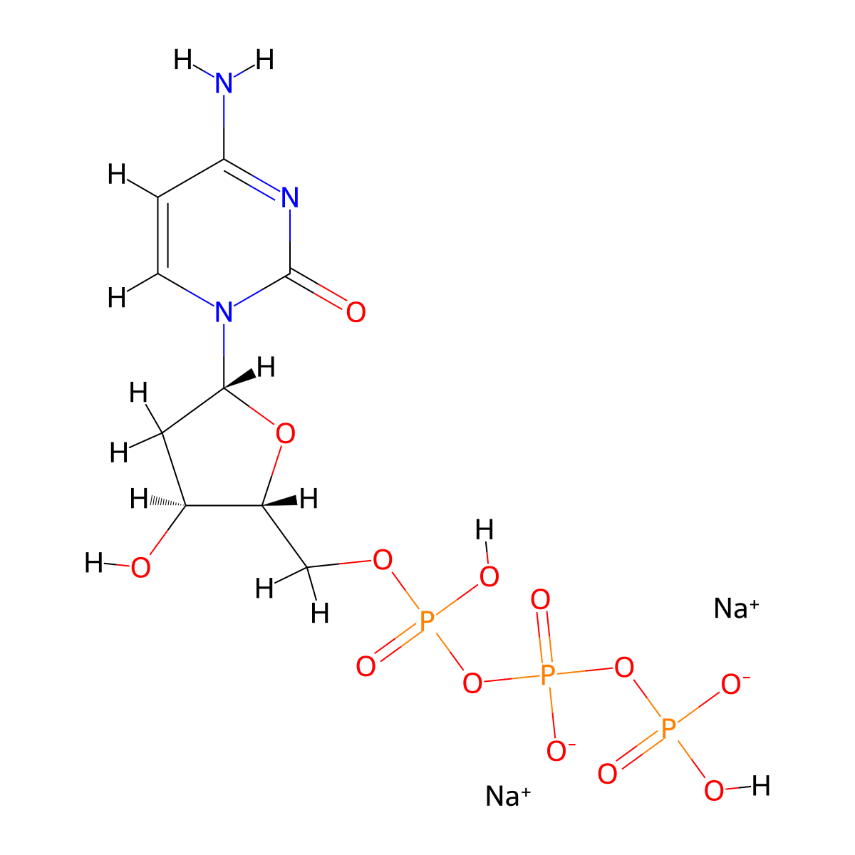 Cytidine, 2'-deoxy-, 5'-(tetrahydrogen triphosphate), sodium salt (1:2) molecular structure, CAS 102783-51-7