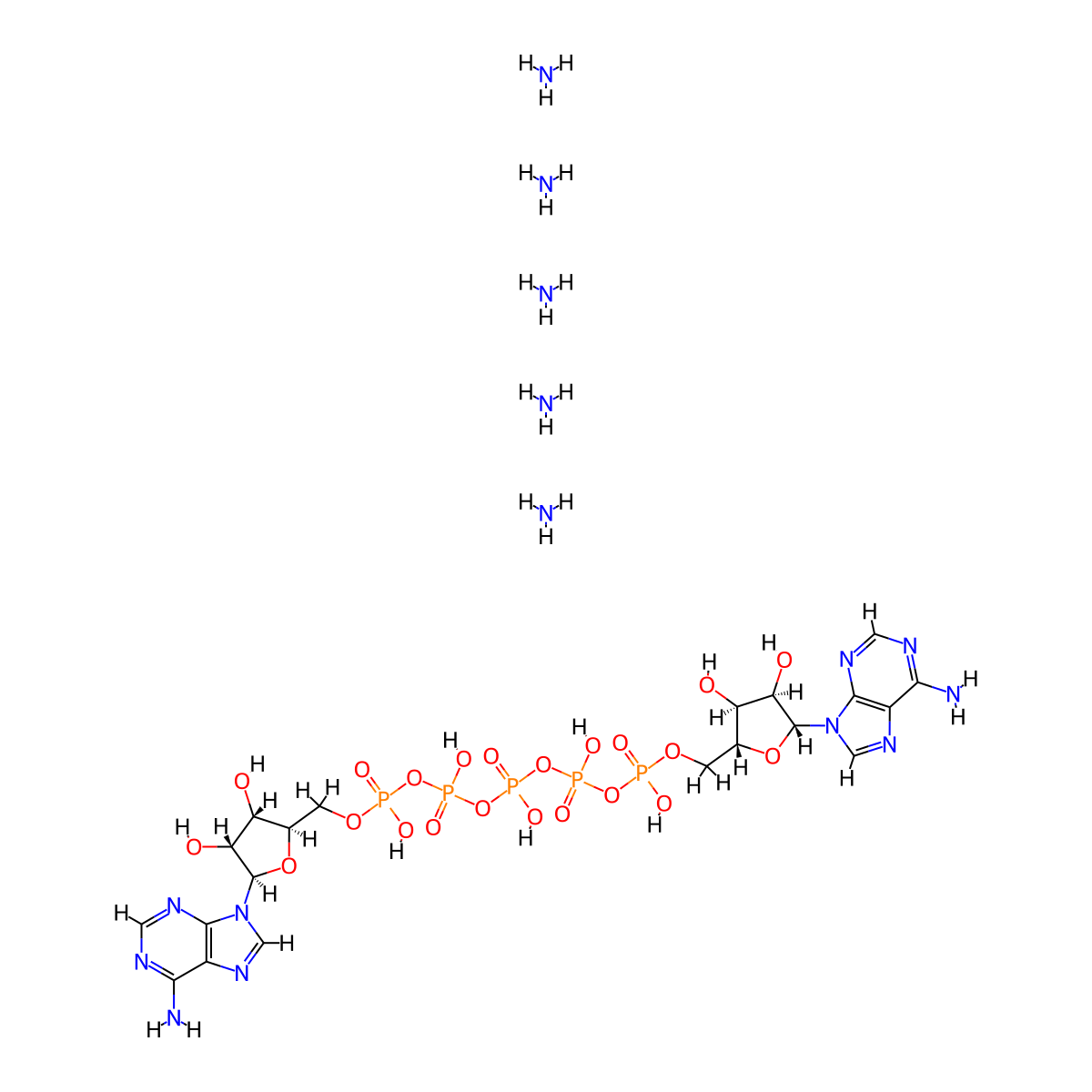 Diadenosine pentaphosphate pentaammonium molecular structure, CAS 102783-61-9