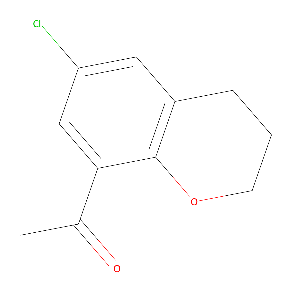 1-(6-chloro-3,4-dihydro-2H-1-benzopyran-8-yl)ethan-1-one molecular structure, CAS 1027839-06-0