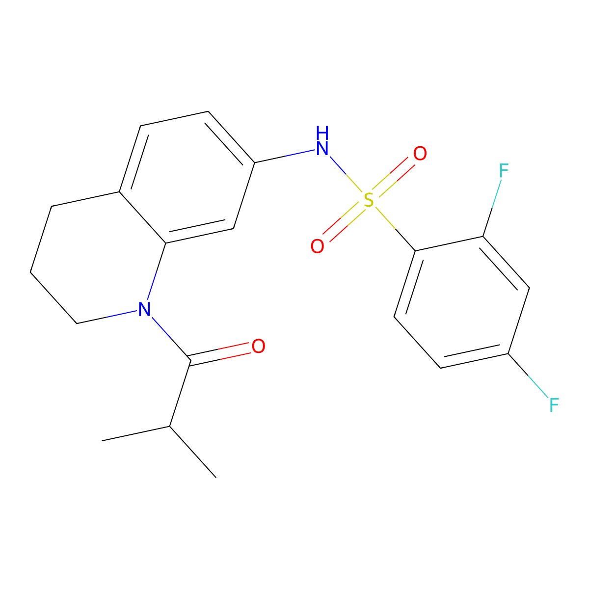 2,4-difluoro-N-(1-isobutyryl-1,2,3,4-tetrahydroquinolin-7-yl)benzenesulfonamide molecular structure, CAS 1027840-24-9