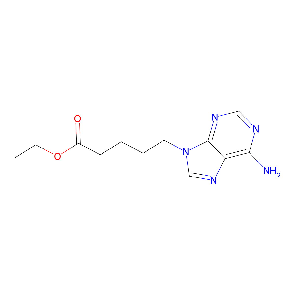 9H-Purine-9-pentanoic acid, 6-amino-, ethyl ester molecular structure, CAS 102788-98-7