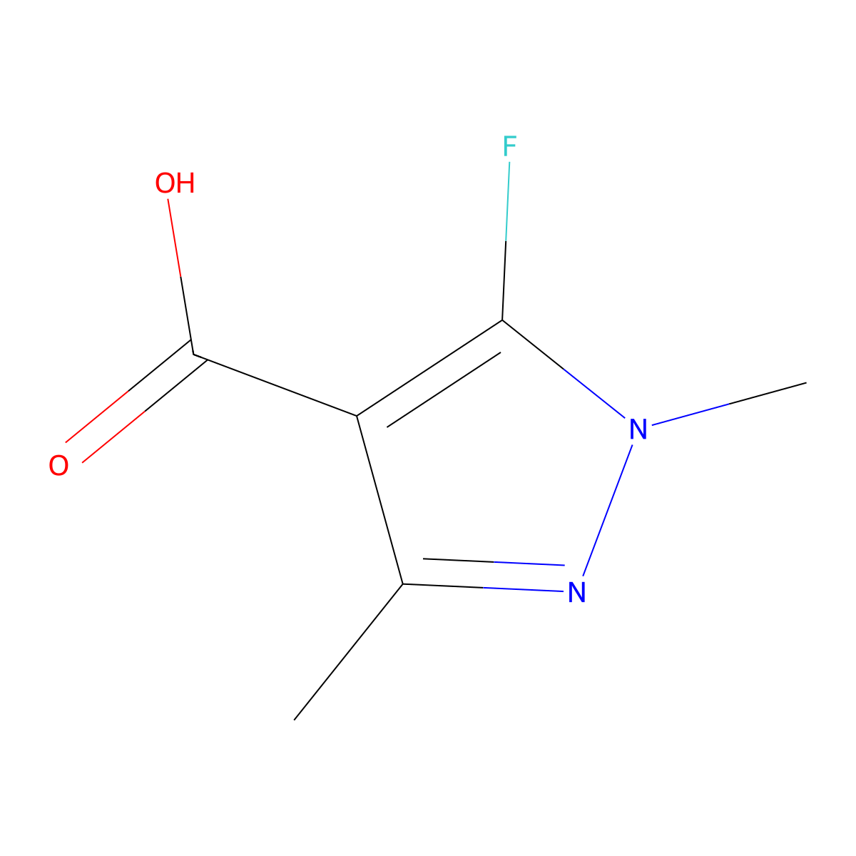 5-fluoro-1,3-dimethyl-1H-pyrazole-4-carboxylic acid molecular structure, CAS 1027991-91-8