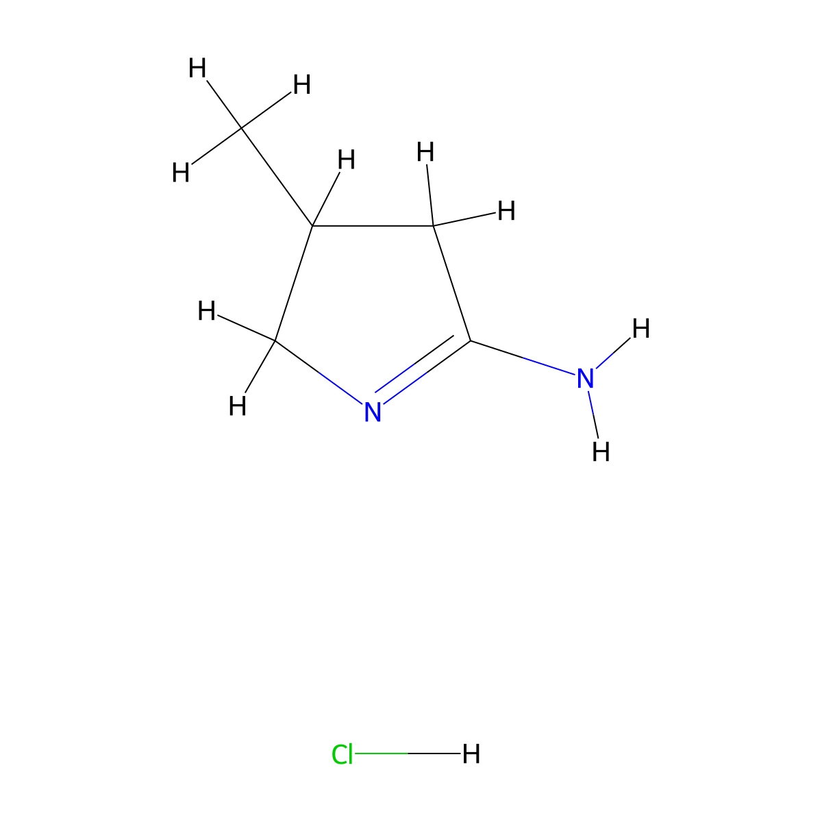 3-methyl-3,4-dihydro-2H-pyrrol-5-amine hydrochloride molecular structure, CAS 102800-70-4