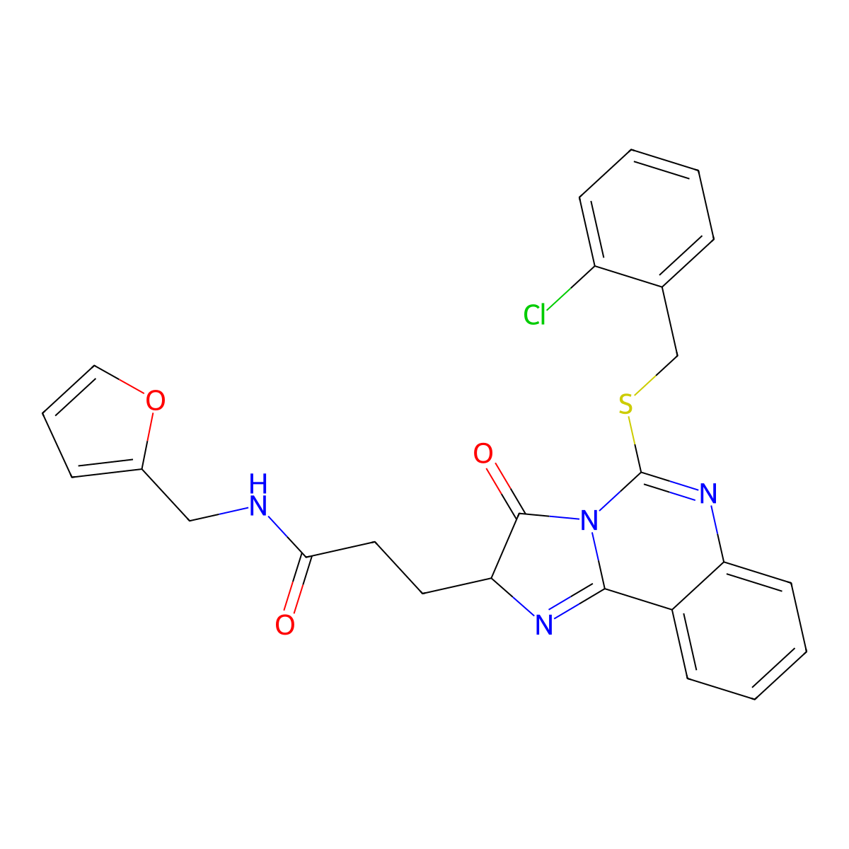 3-{5-[(2-chlorobenzyl)thio]-3-oxo-2,3-dihydroimidazo[1,2-c]quinazolin-2-yl}-N-(2-furylmethyl)propanamide molecular structure, CAS 1028018-33-8