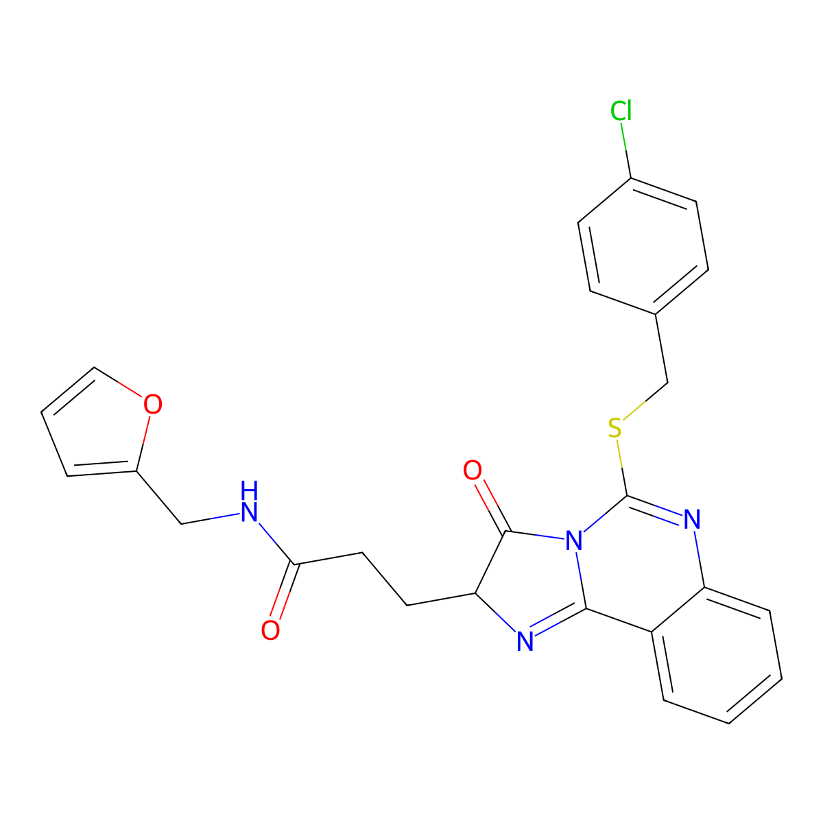3-{5-[(4-chlorobenzyl)thio]-3-oxo-2,3-dihydroimidazo[1,2-c]quinazolin-2-yl}-N-(2-furylmethyl)propanamide molecular structure, CAS 1028018-38-3