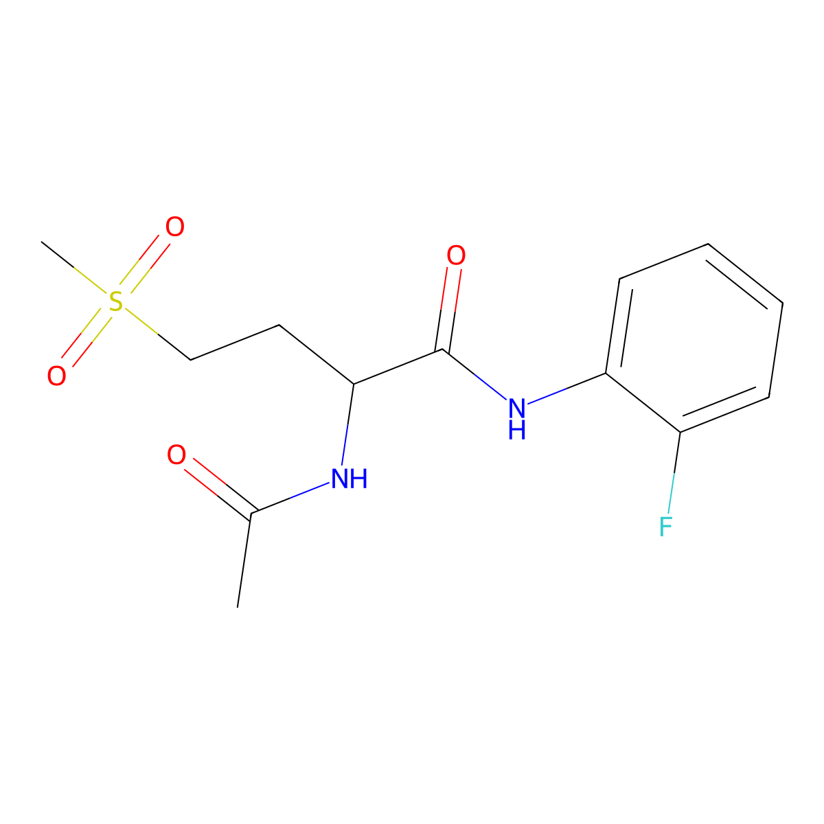 2-acetamido-N-(2-fluorophenyl)-4-(methylsulfonyl)butanamide molecular structure, CAS 1028026-24-5